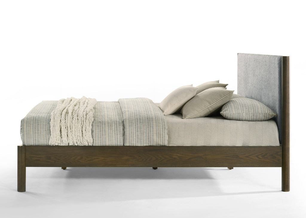 Carolina - Modern Grey Fabric + Wenge Bed - Modern Grey Fabric + Wenge Bed