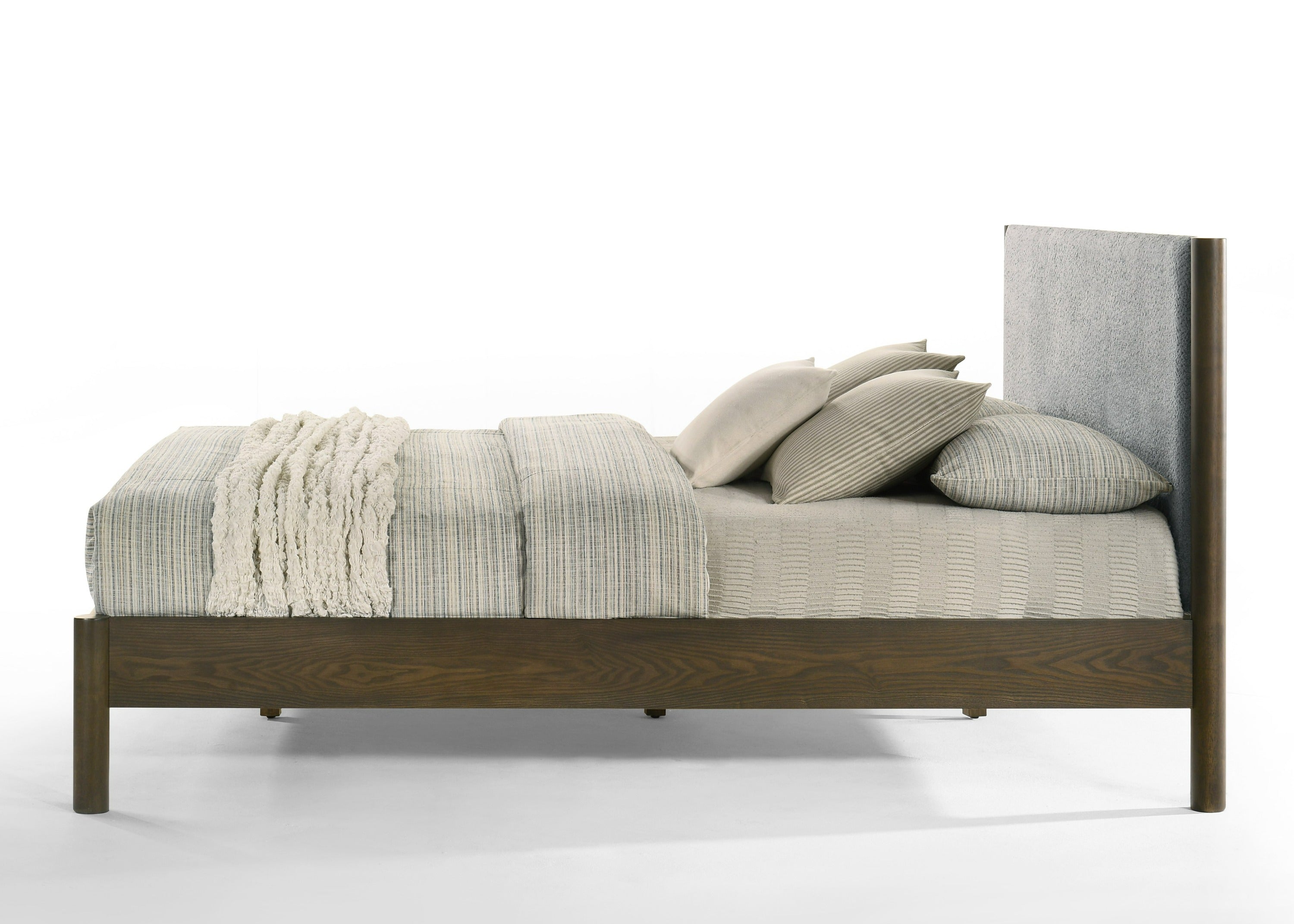 Carolina - Modern Grey Fabric + Wenge Bed - Modern Grey Fabric + Wenge Bed