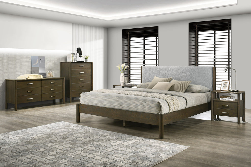 Carolina - Modern Grey Fabric + Wenge Bed - Modern Grey Fabric + Wenge Bed