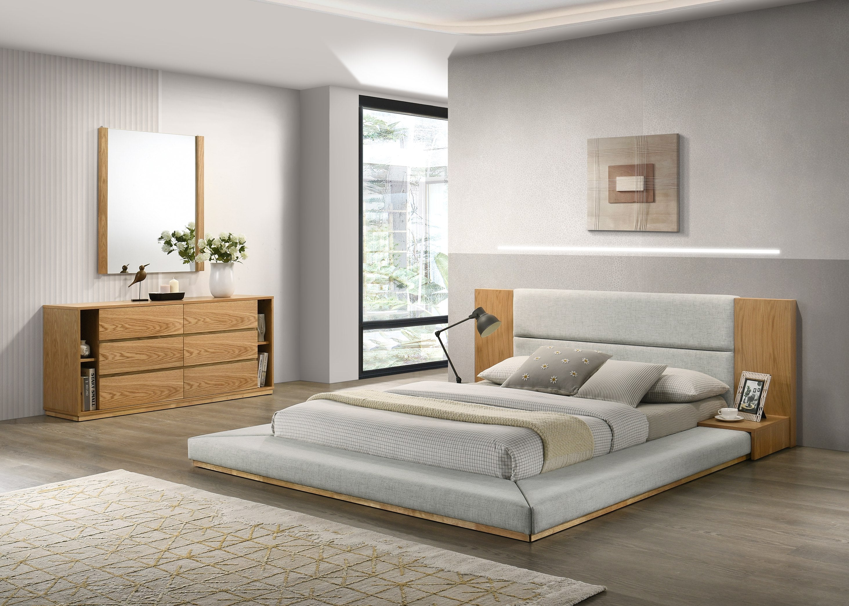 Jagger Modern Natural Oak Bed