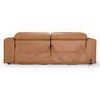 Sandstone - Modern Brown Leather Sofa with 2 Electric Recliners