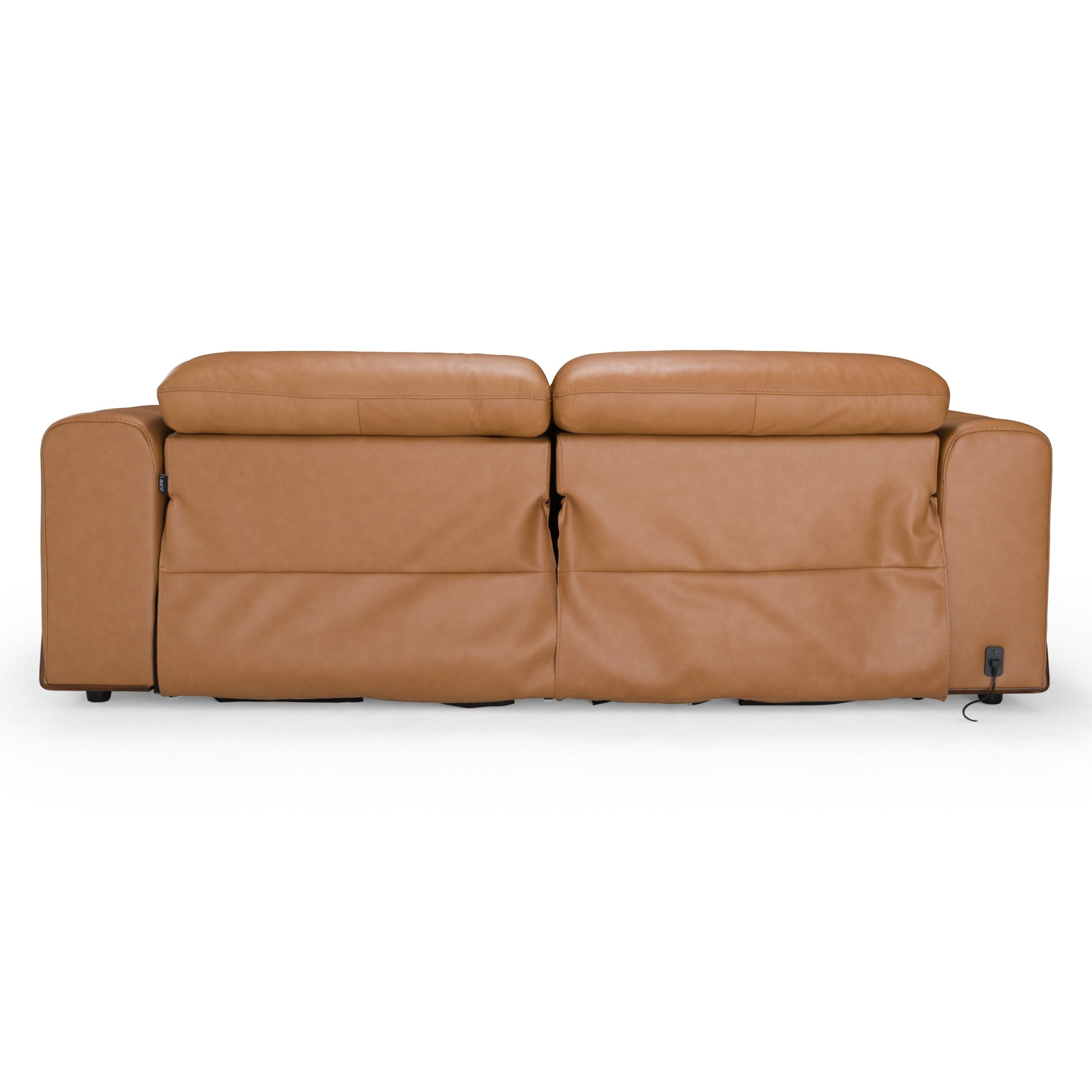 Sandstone - Modern Brown Leather Sofa with 2 Electric Recliners