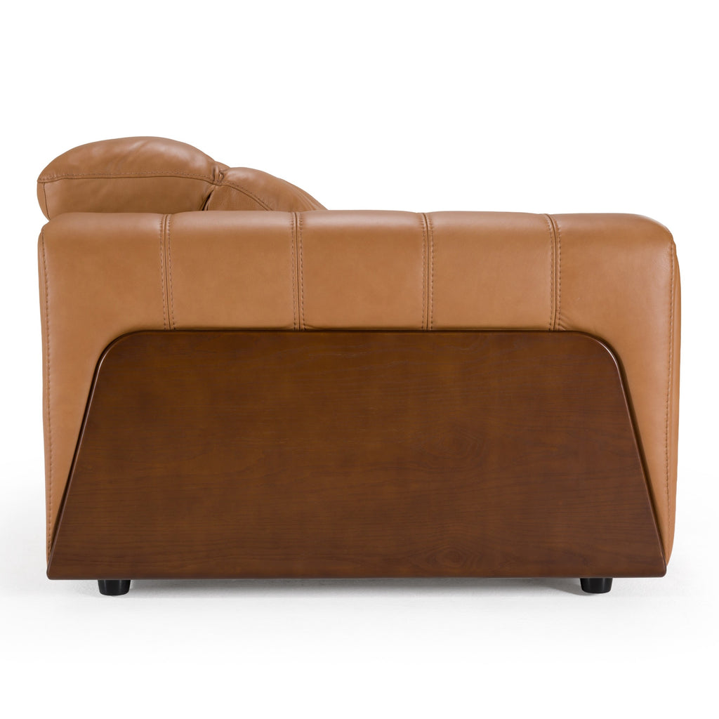 Sandstone - Modern Brown Leather Sofa with 2 Electric Recliners