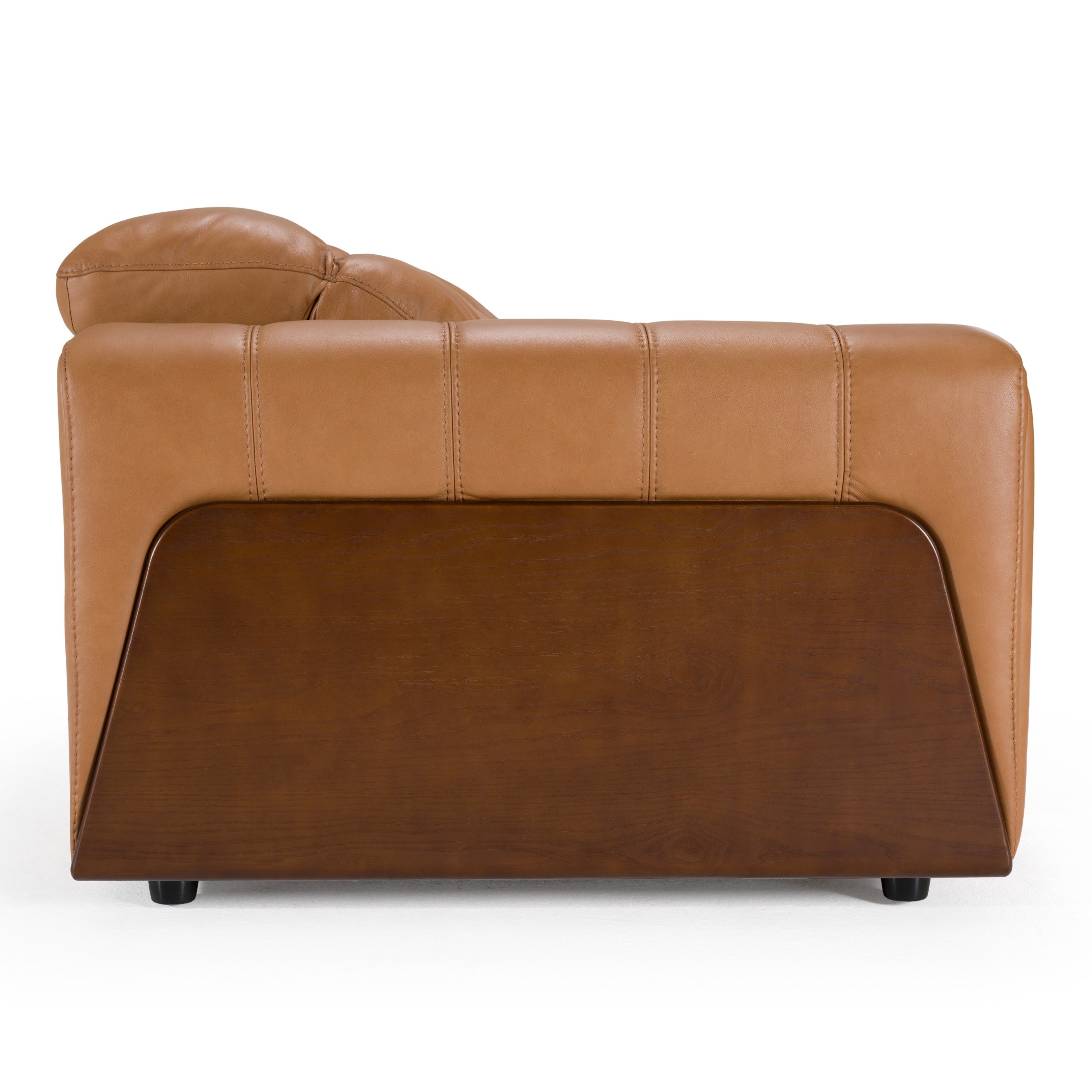 Sandstone - Modern Brown Leather Sofa with 2 Electric Recliners