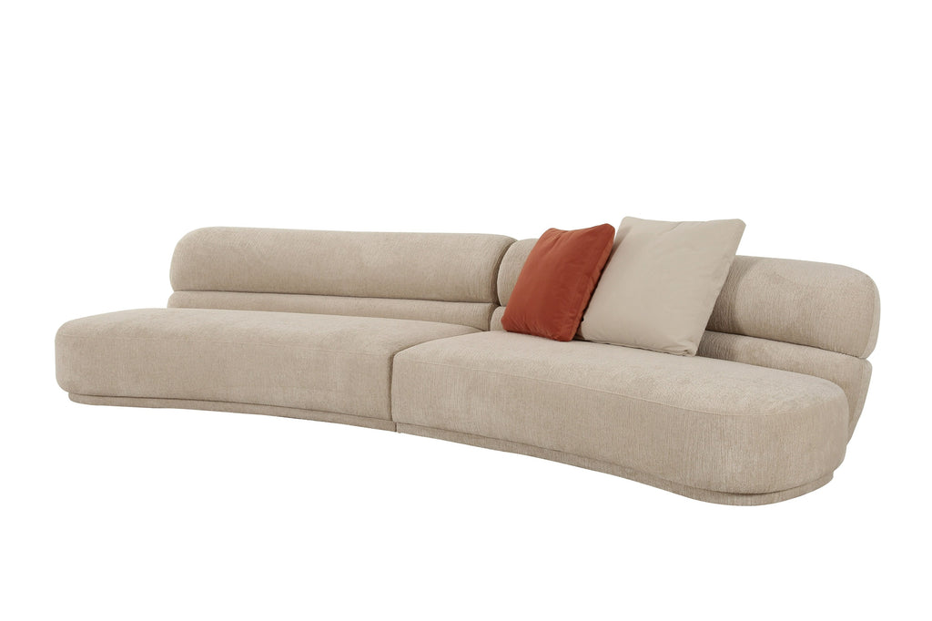 Knight - Modern Beige Fabric Curved Sectional Sofa