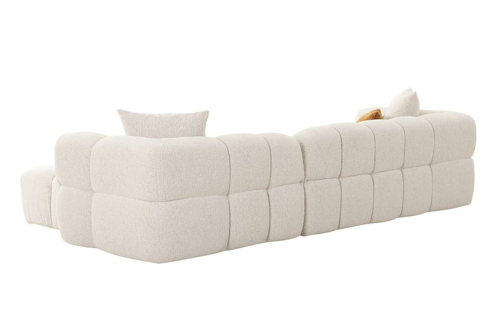 Freya - Modern Beige Fabric Sectional Sofa with Console