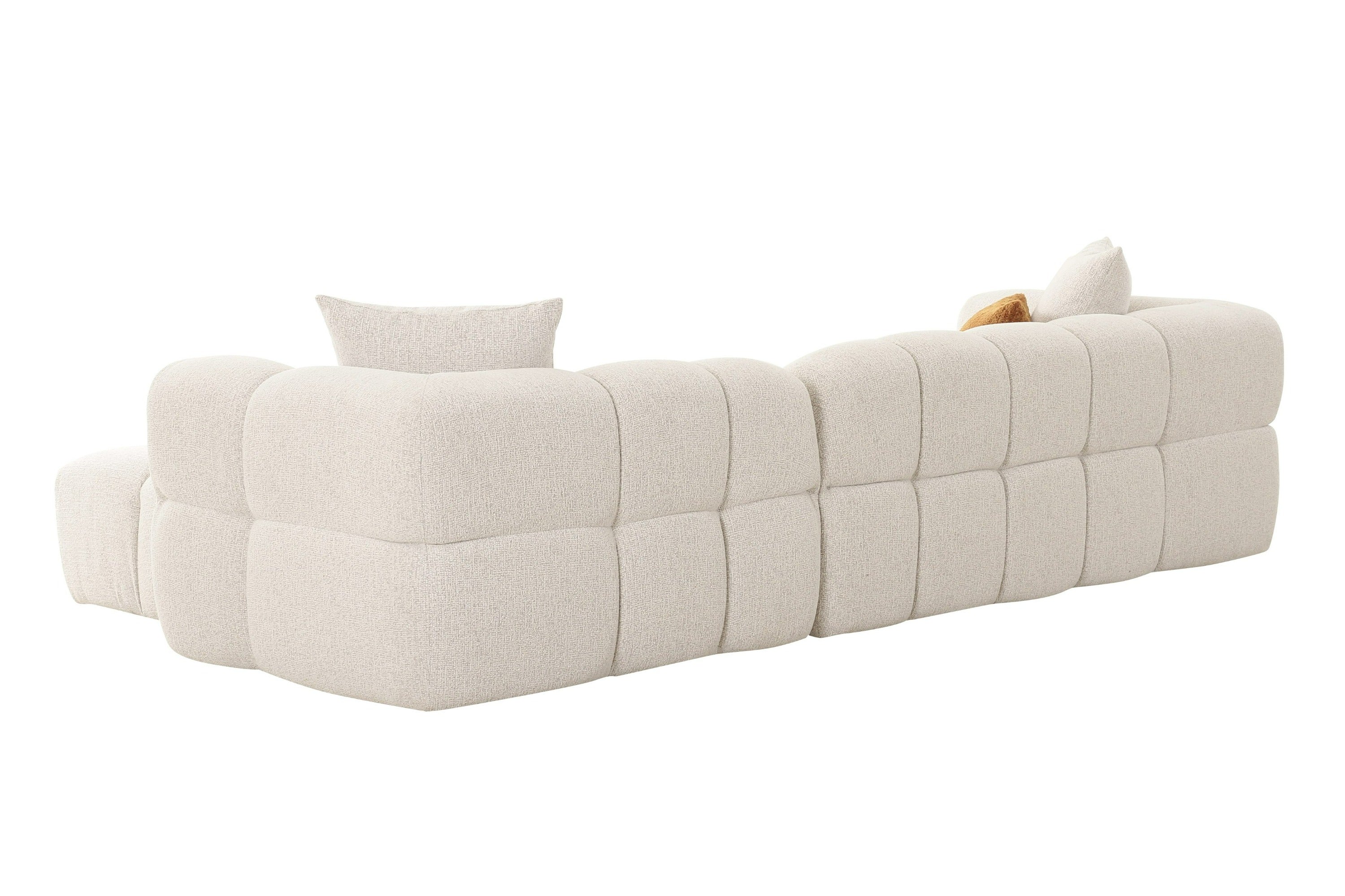 Freya - Modern Beige Fabric Sectional Sofa with Console