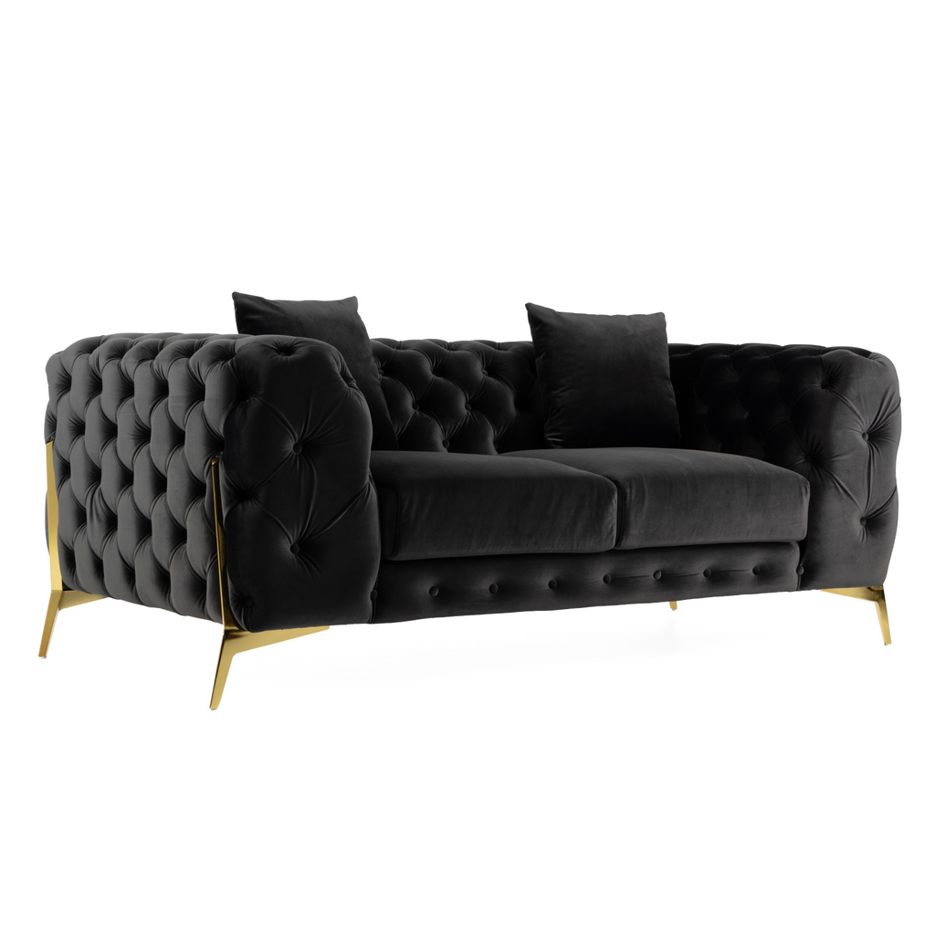 Clarice - Transitional Black Velvet Loveseat