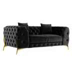 Clarice - Transitional Black Velvet Loveseat