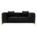 Clarice - Transitional Black Velvet Loveseat