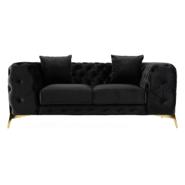 Clarice - Transitional Black Velvet Loveseat