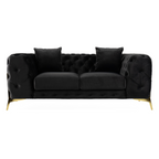 Clarice - Transitional Black Velvet Loveseat