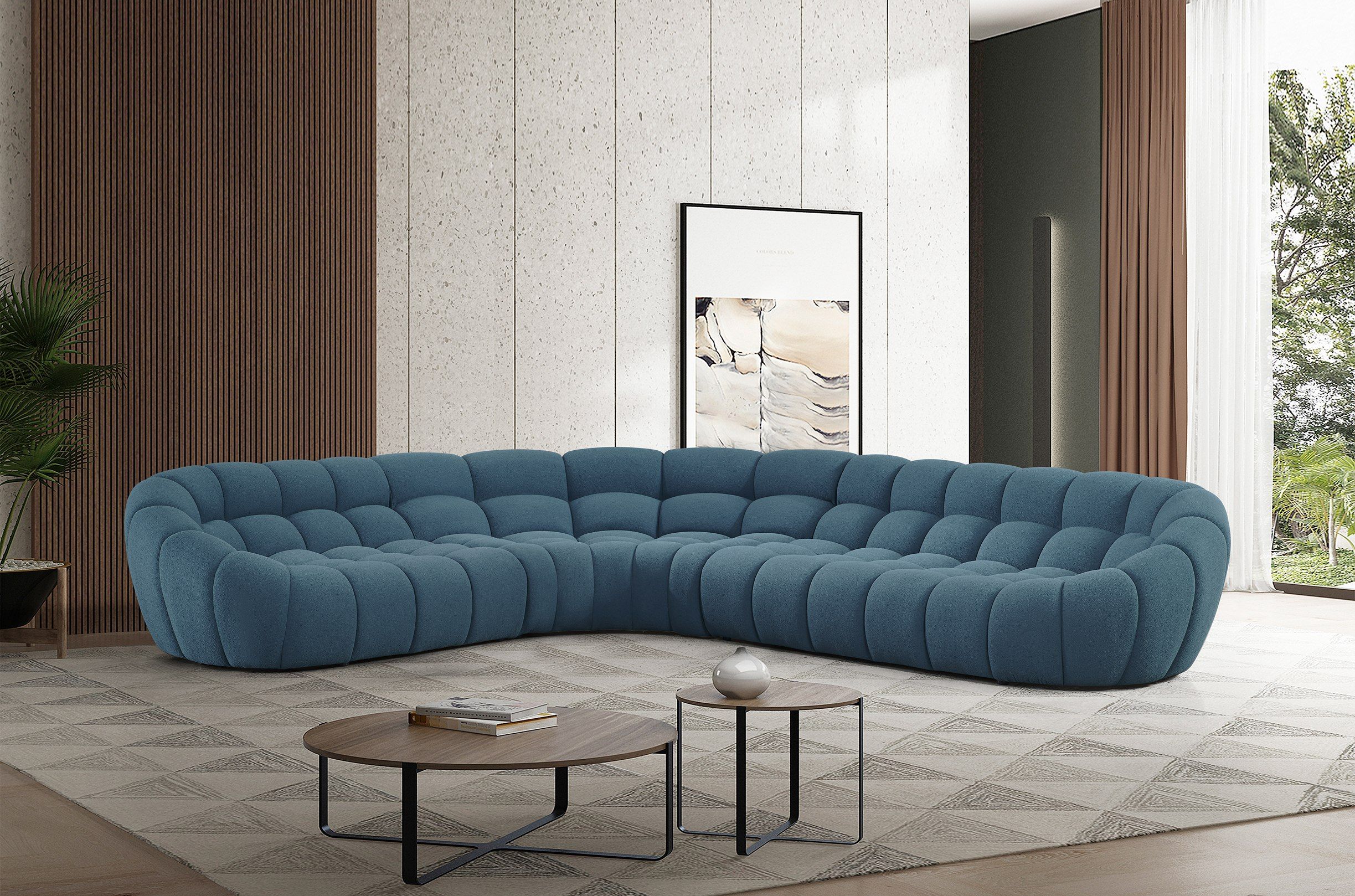 Divani Casa Yolonda - Dark Teal Fabric Sectional Sofa, FREE inside delivery in LA, Orange and Ventura counties