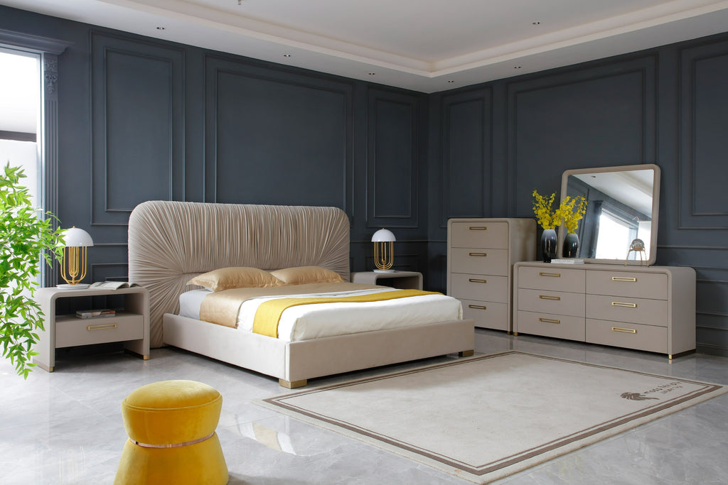Florence - Modern Beige Leatherette Mirror