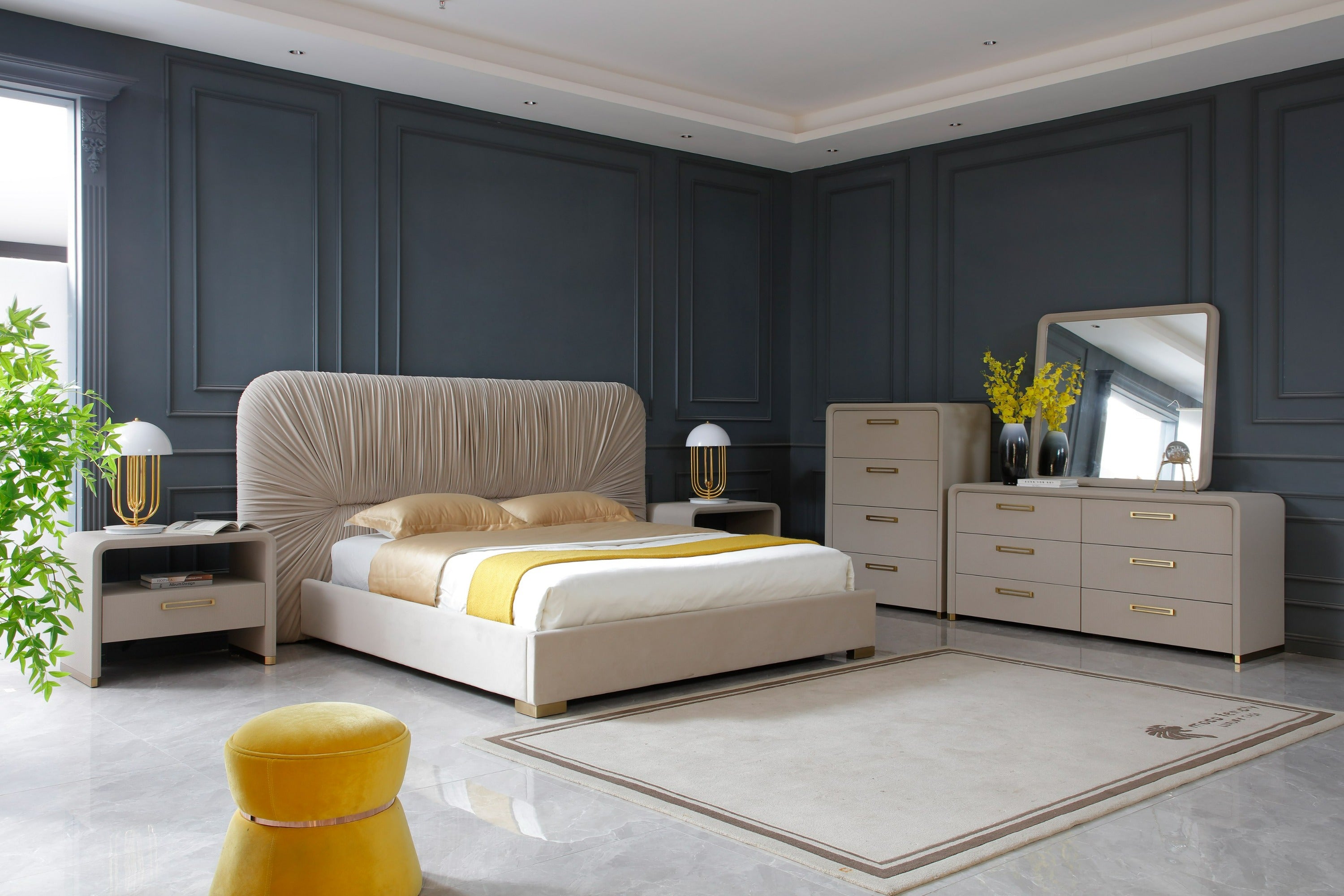 Florence - Modern Beige Leatherette Mirror