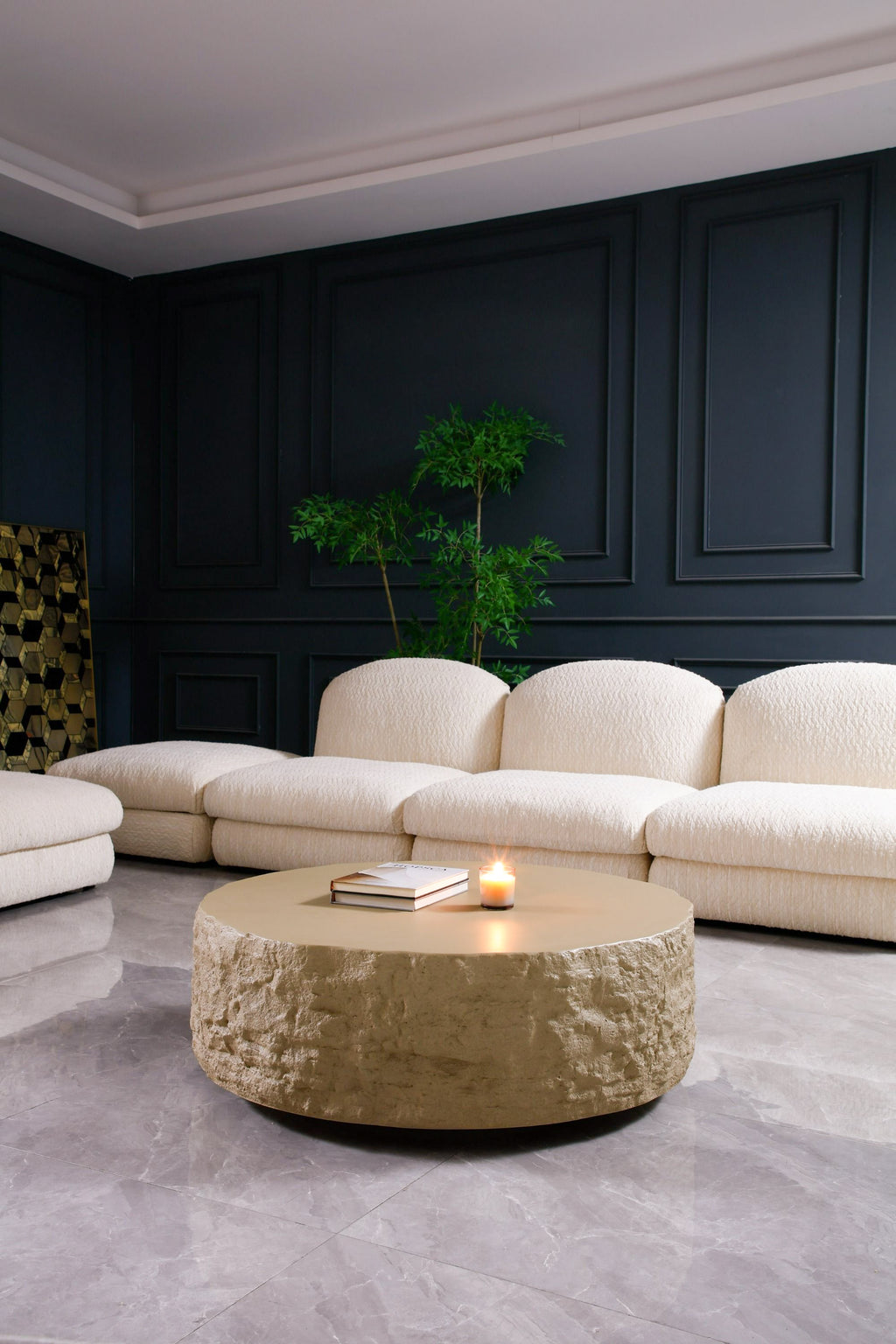 Quarry - Modern Beige Round Coffee Table