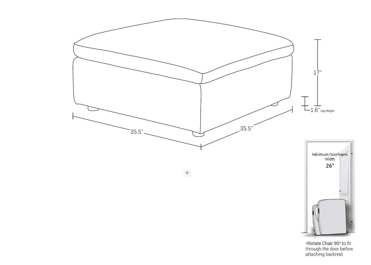 1100 Divanitalia Ottoman - Light Grey - SKU 1100-LT-GREY-FB-OTT - view 6