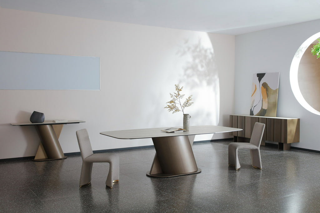 Kiefer - Modern Faux Travertine Ceramic + Bronze Buffet
