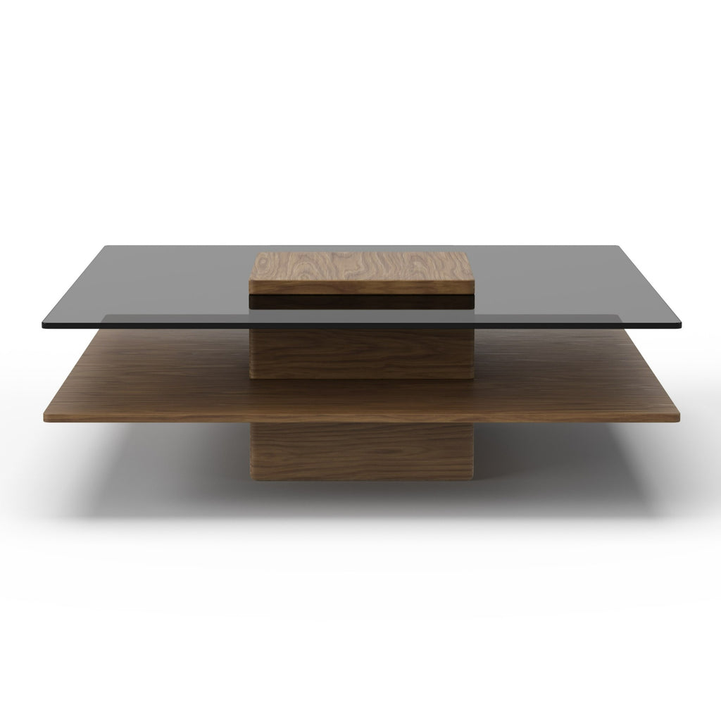 Clarion - Modern Walnut & Grey Glass Coffee Table