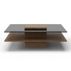 Clarion - Modern Walnut & Grey Glass Coffee Table