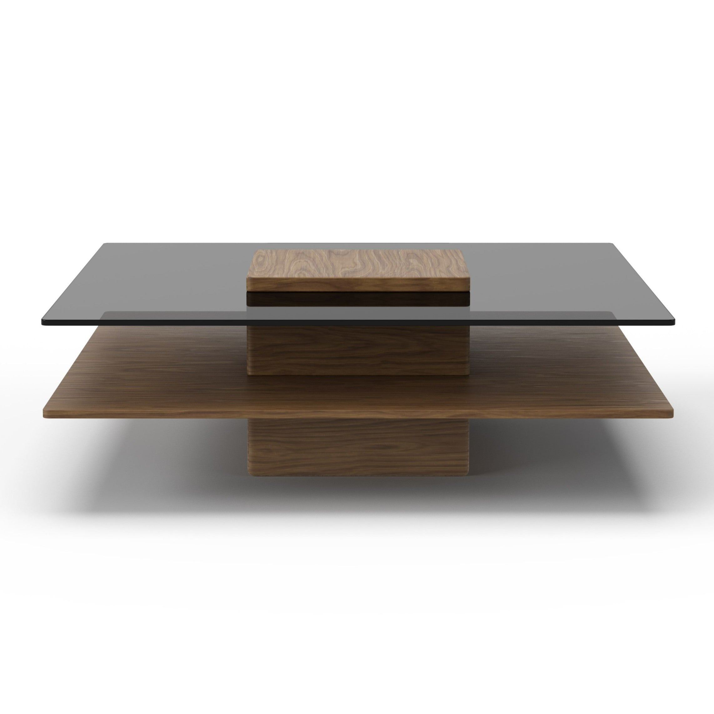 Clarion - Modern Walnut & Grey Glass Coffee Table
