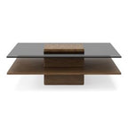 Clarion - Modern Walnut & Grey Glass Coffee Table