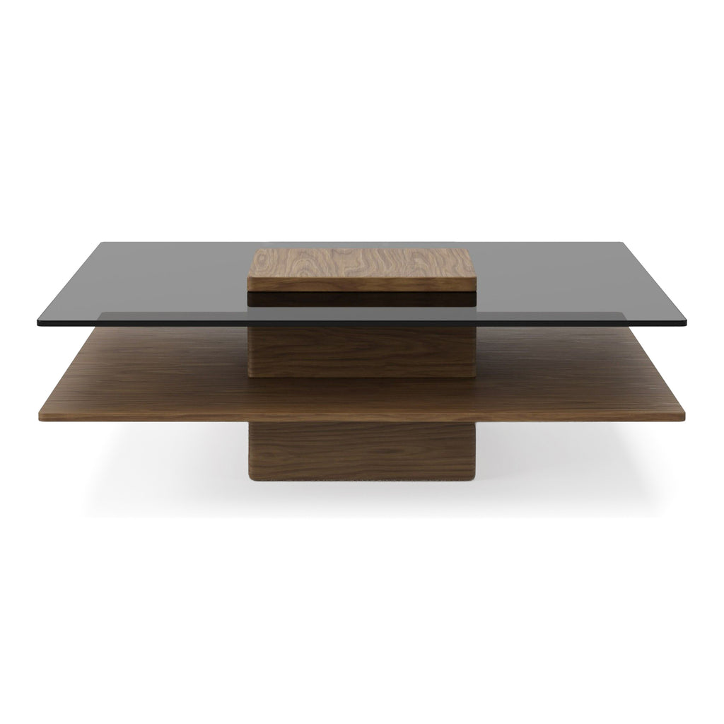 Clarion - Modern Walnut & Grey Glass Coffee Table