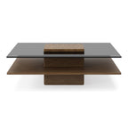 Clarion - Modern Walnut & Grey Glass Coffee Table