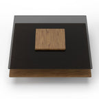 Clarion - Modern Walnut & Grey Glass Coffee Table