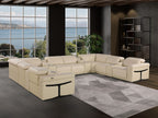 1126 Divanitalia 12-Piece U-Shaped Sectional Sofa in Top Grain Italian Leather with 4 Power Recliners & Power Headrests - Beige - SKU 1126-BEIGE-12PC-4PWR-U-SECTIONAL-GROUP