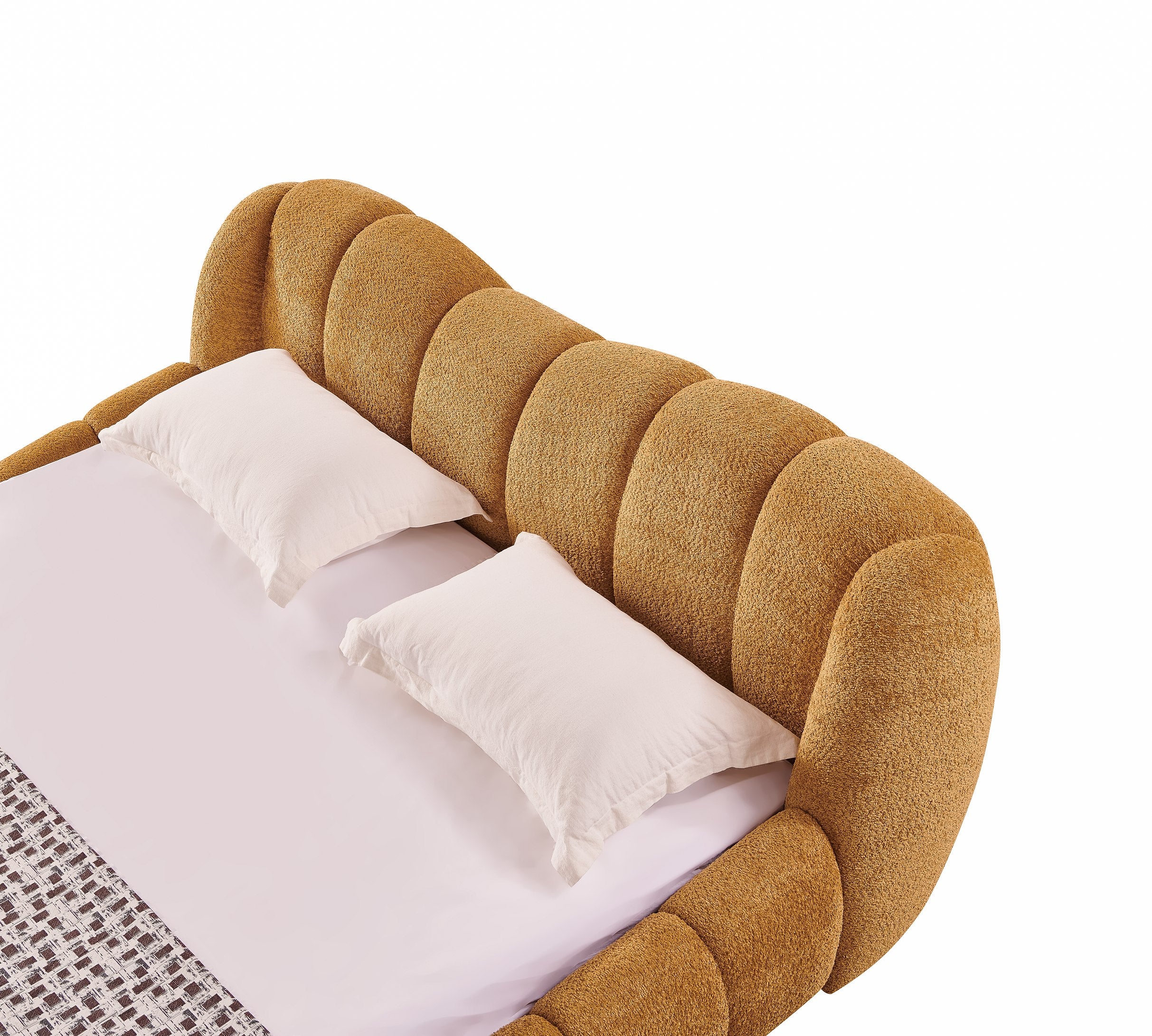 Janine - Modern Camel Fabric Bed - Modern Camel Fabric Bed