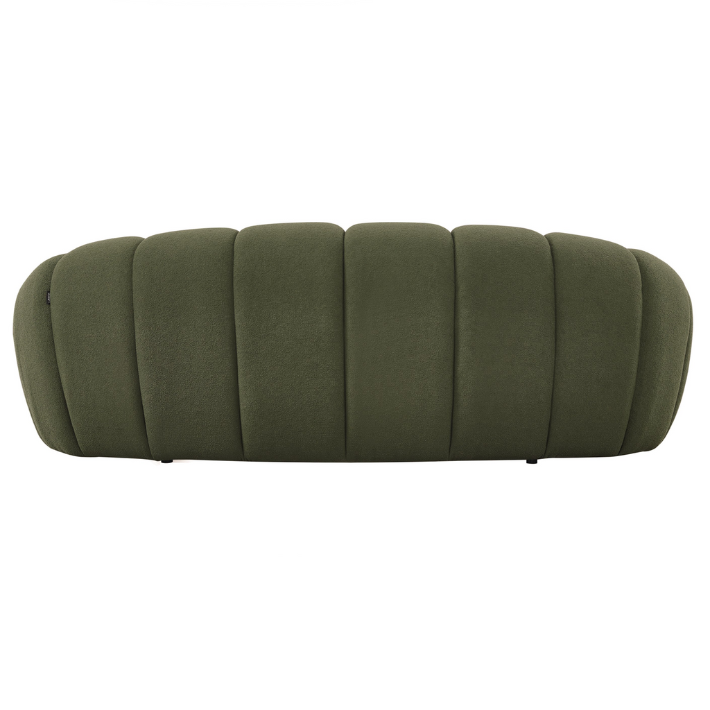 Yolonda - Modern Curved Green Fabric Loveseat
