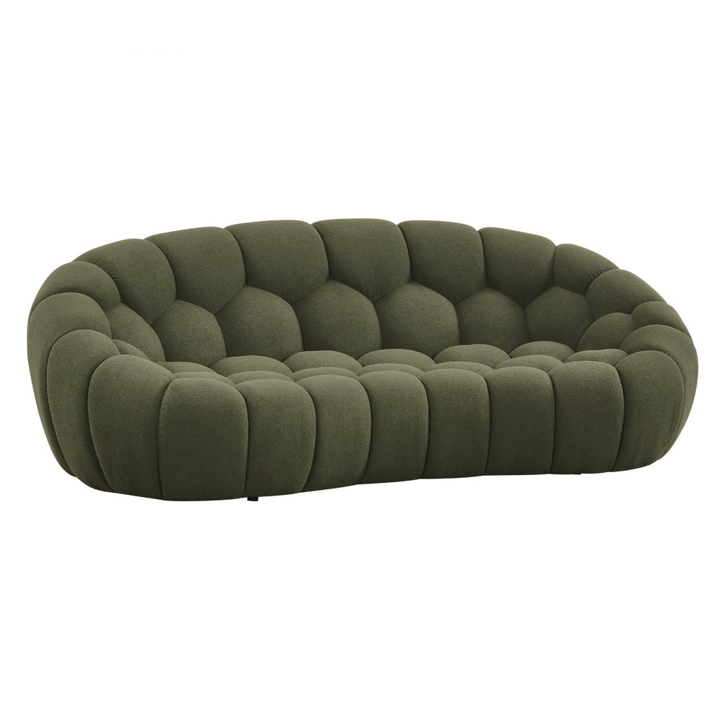 Yolonda - Modern Curved Green Fabric Loveseat
