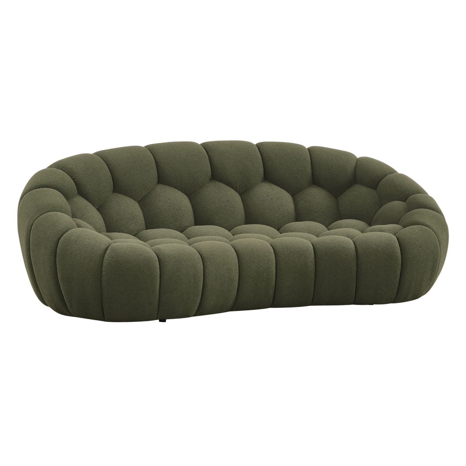 Yolonda - Modern Curved Green Fabric Loveseat