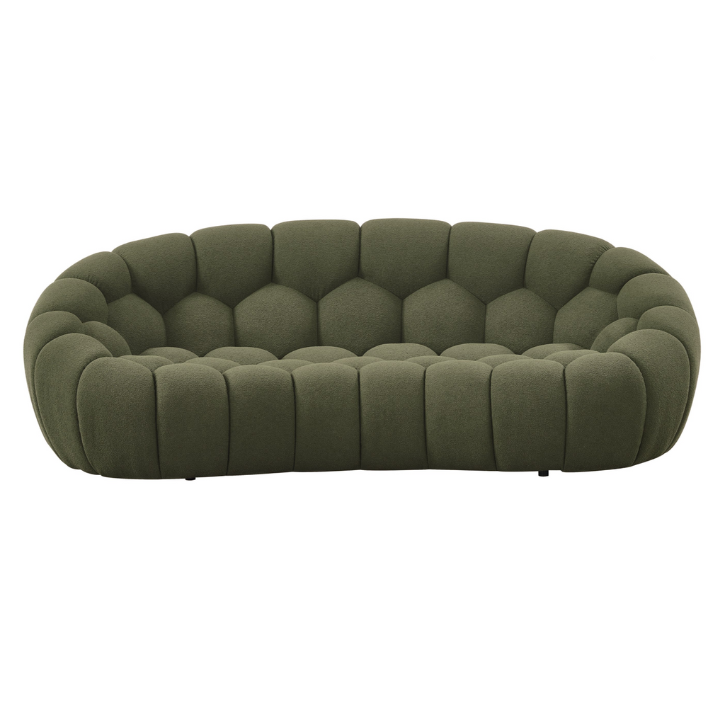 Yolonda - Modern Curved Green Fabric Loveseat