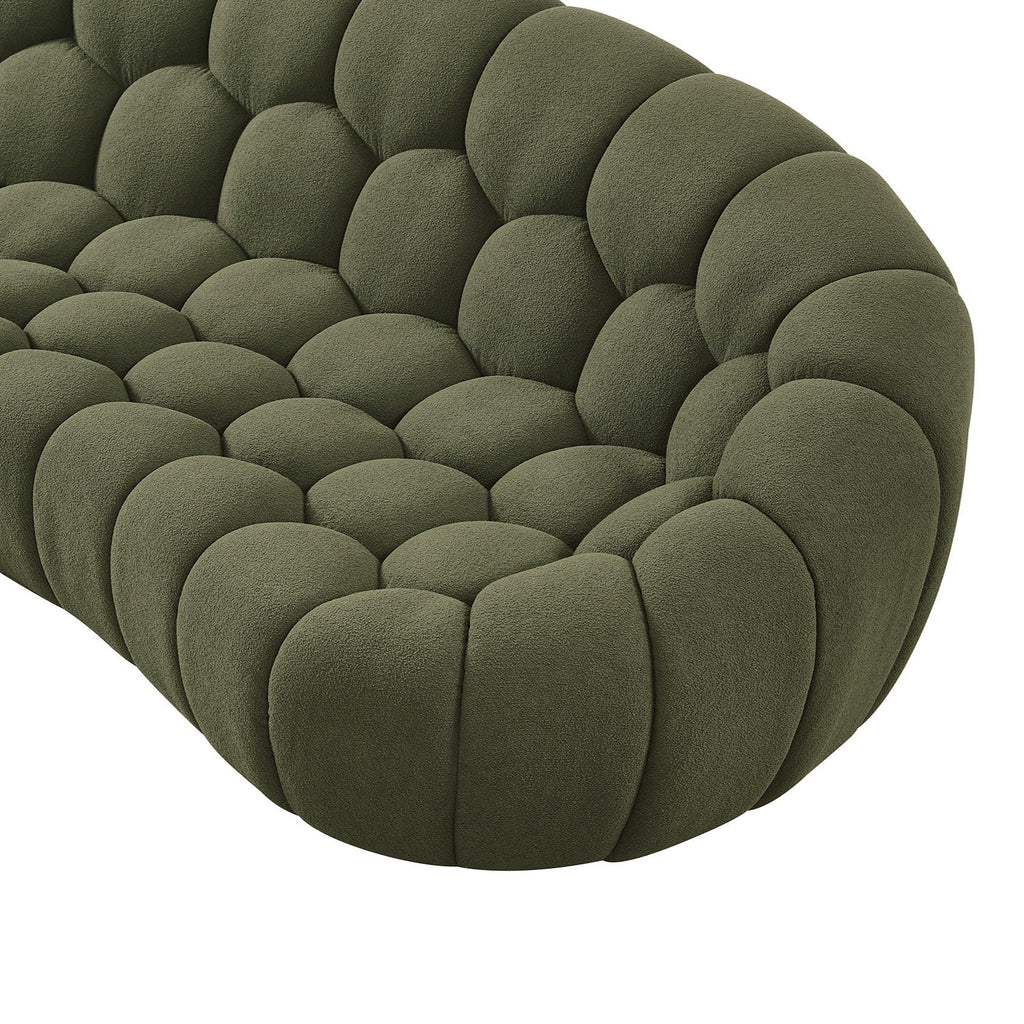 Yolonda - Modern Curved Green Fabric Sofa