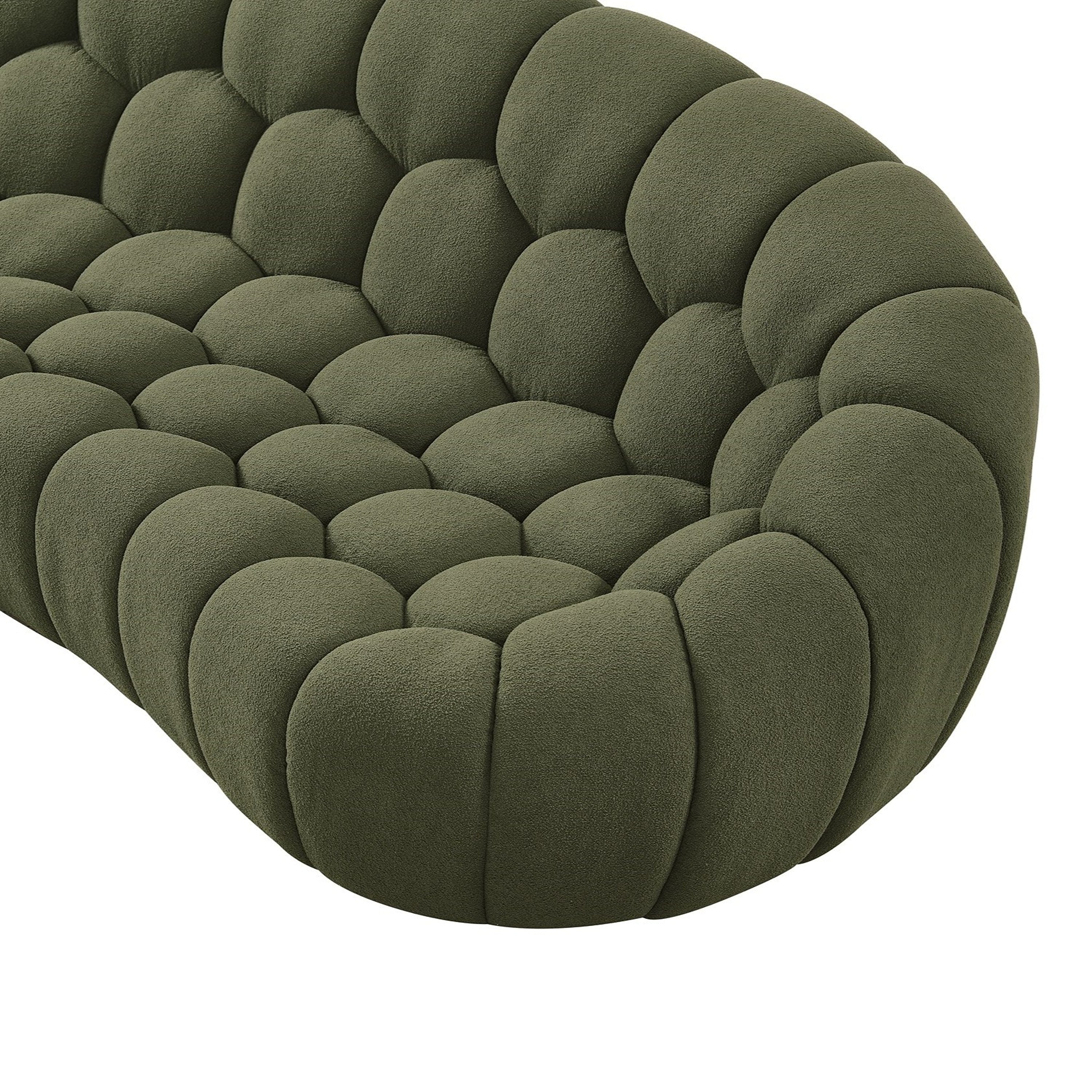 Yolonda - Modern Curved Green Fabric Sofa