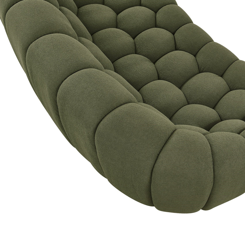 Yolonda - Modern Curved Green Fabric Sofa