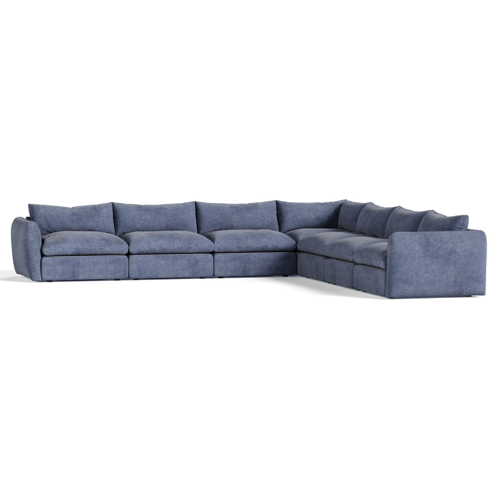Kinsey - Modern Blue Fabric Modular Sectional Sofa - Modern Blue Fabric Modular Sectional Sofa