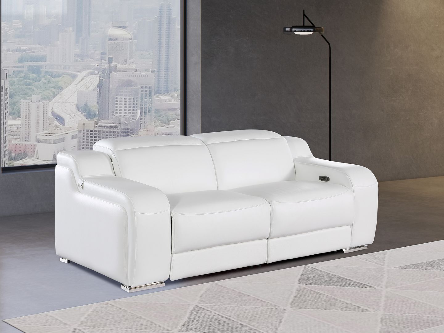 1116 Divanitalia 2-Piece Modular Power Reclining Loveseat in Top Grain Italian Leather with 2 Power Recliners & Power Headrests - White