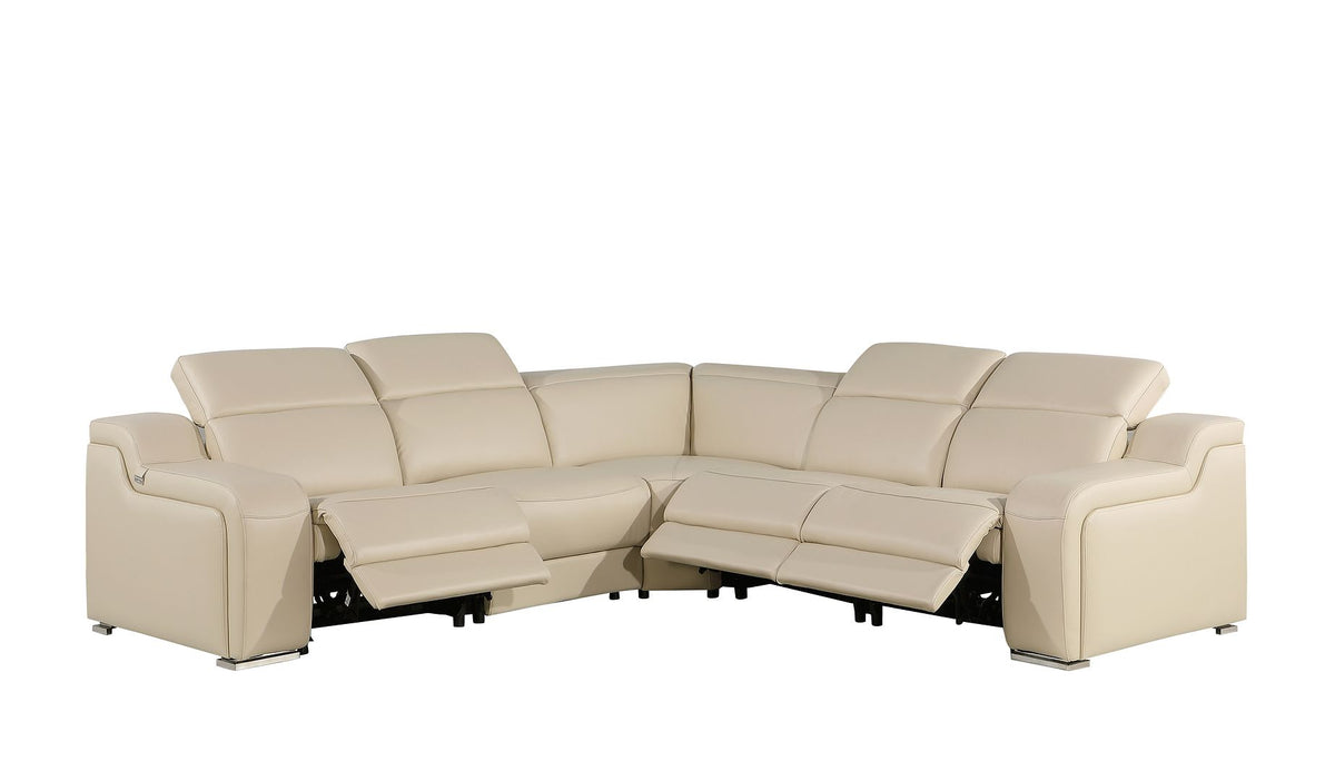 1116 Divanitalia 5-Piece L-Shaped Sectional Sofa in Top Grain Italian Leather with 3 Power Recliners & Power Headrests - Beige - SKU 1116-BEIGE-5PC-3PWR-SECTIONAL- GROUP - view 3