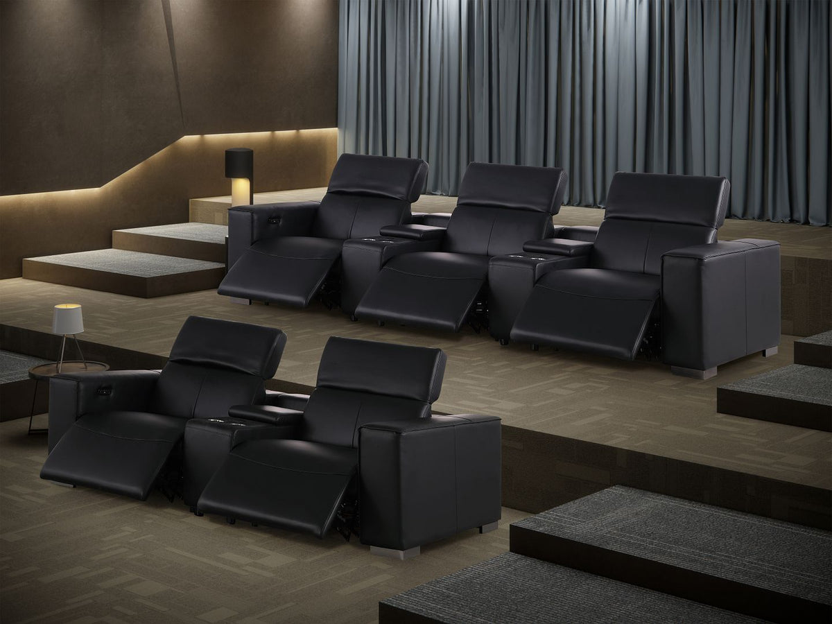 1208 Modular Leather Sofa & Loveseat with 6 Recliners and Power Headrests - Black - SKU 1208-BLACK-8.5-HT - view 3