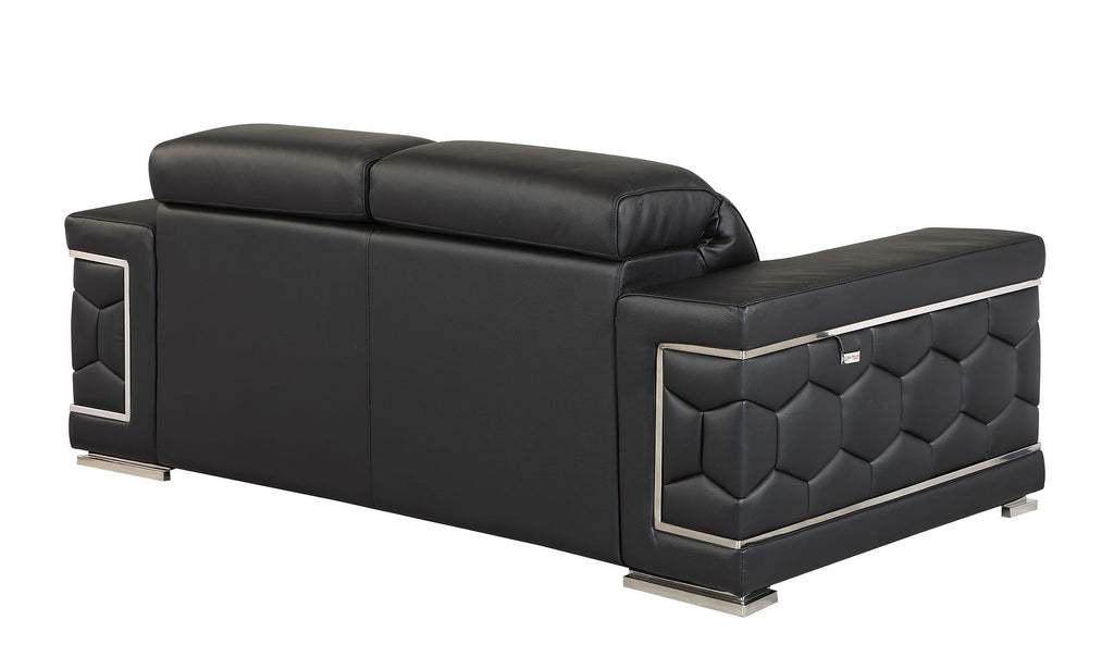 692 Divanitalia Loveseat with Adjustable Headrest in Top-grain Italian Leather - Black - SKU 692-L-BLACK - view 3