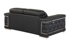 692 Divanitalia Loveseat with Adjustable Headrest in Top-grain Italian Leather - Black - SKU 692-L-BLACK - view 3