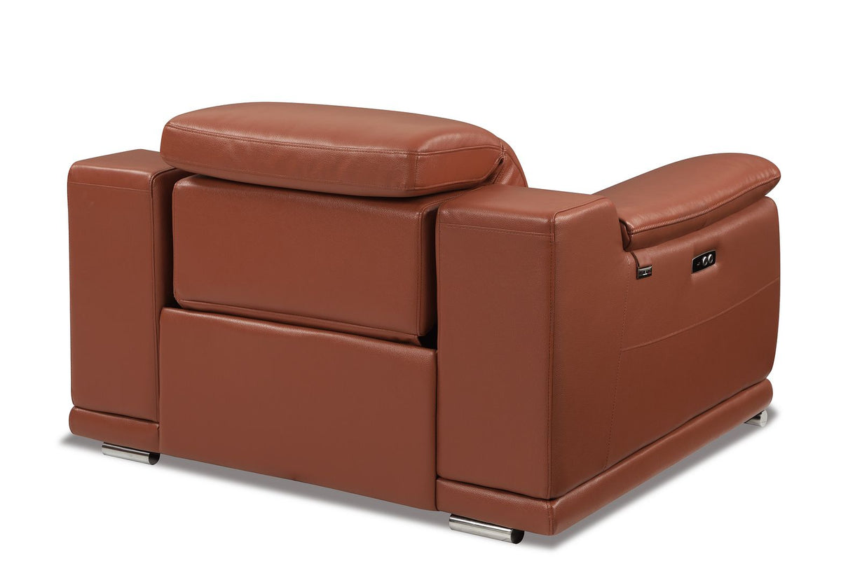 9762 Divanitalia Top Grain Italian Leather Power Reclining Chair with Adjustable Headrests - Camel - SKU 9762-PWR-CH-CAMEL - view 4