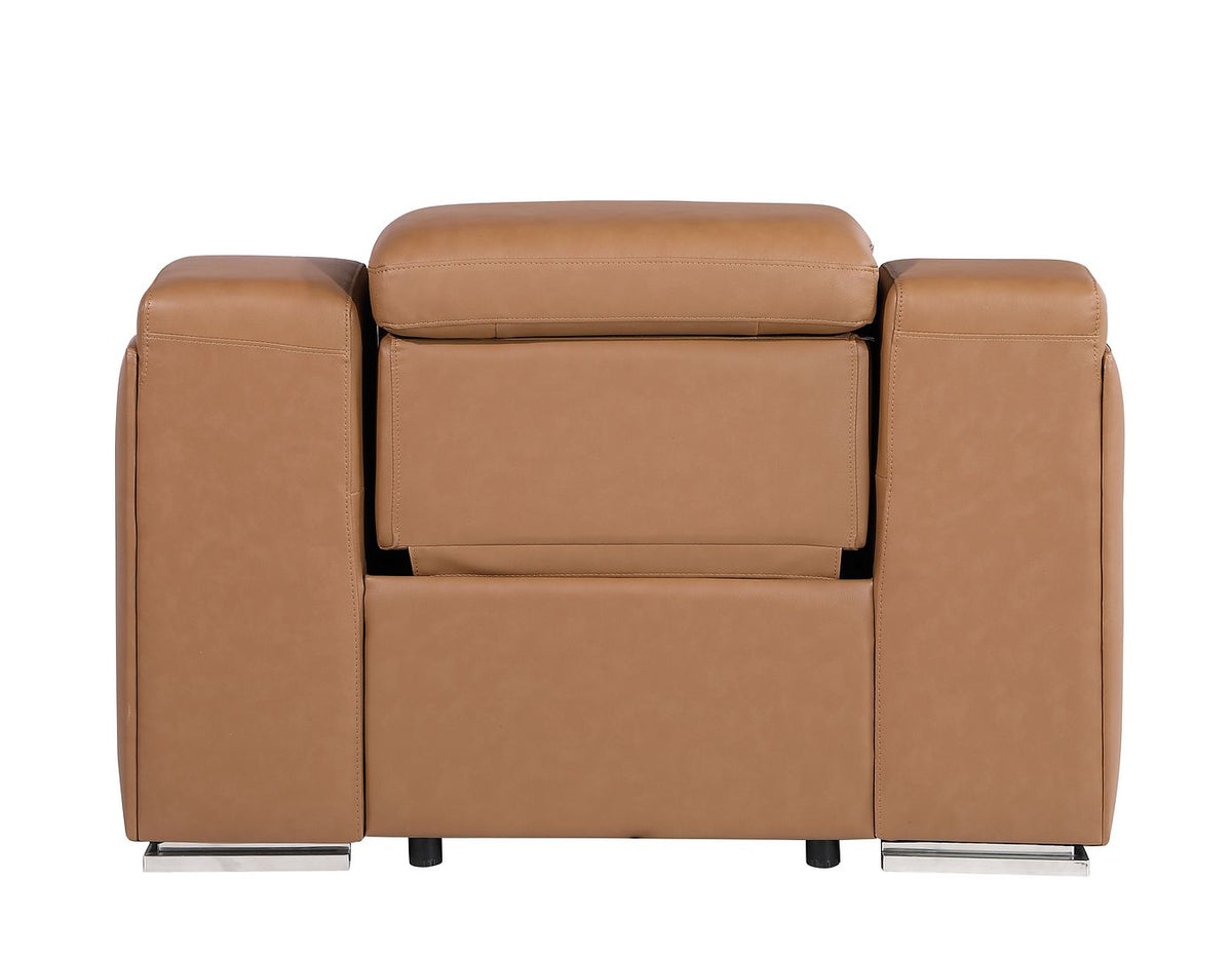 1116 Divanitalia Top Grain Italian Leather Power Reclining Chair with Power Headrests - Cognac - SKU 1116-COGNAC-CH - view 7