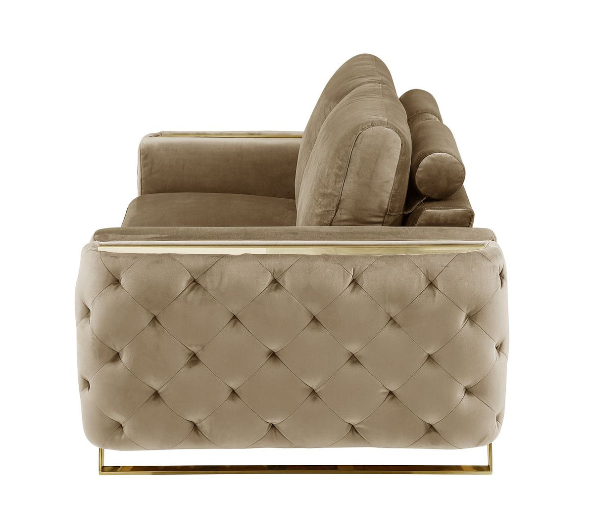 1051 Divanitalia Beige Loveseat in Velvet Fabric - Cream - SKU 1051-BEIGE-L - view 5