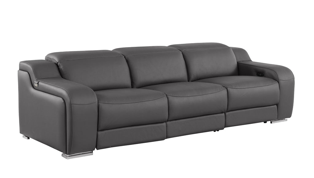 1116 Divanitalia 3-Piece Modular Power Reclining Sofa in Top Grain Italian Leather with 2 Power Recliners & Power Headrests