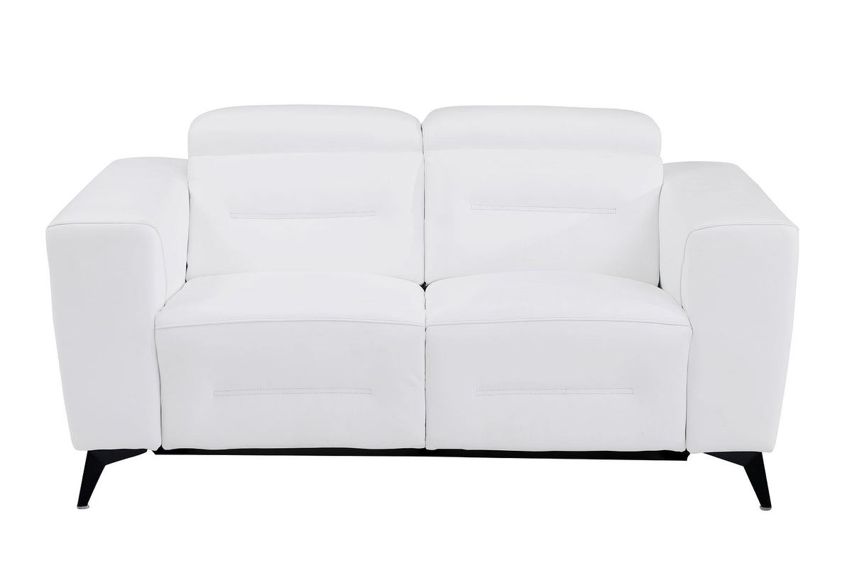 989 Divanitalia Power Reclining Loveseat with Power Headrest in Top-grain Italian Leather - White - SKU 989-WHITE-L