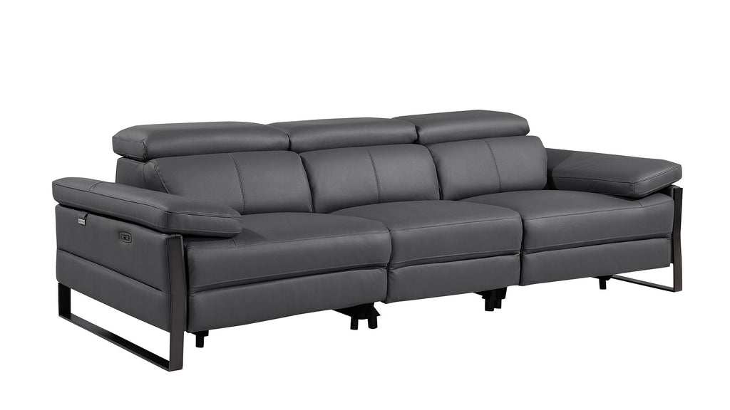 1246 Divanitalia Modular Power Dual Reclining Sofa, Loveseat, and Chair Set with Power Headrests - Top Grain Italian Leather - Dark Grey - SKU 1246-DK-GREY-6.5-HT-3PC - view 5